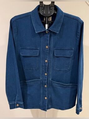 Sezane Willa Women’s Indigo Denim Utility Jacket Chore Jacket XXXL NWT